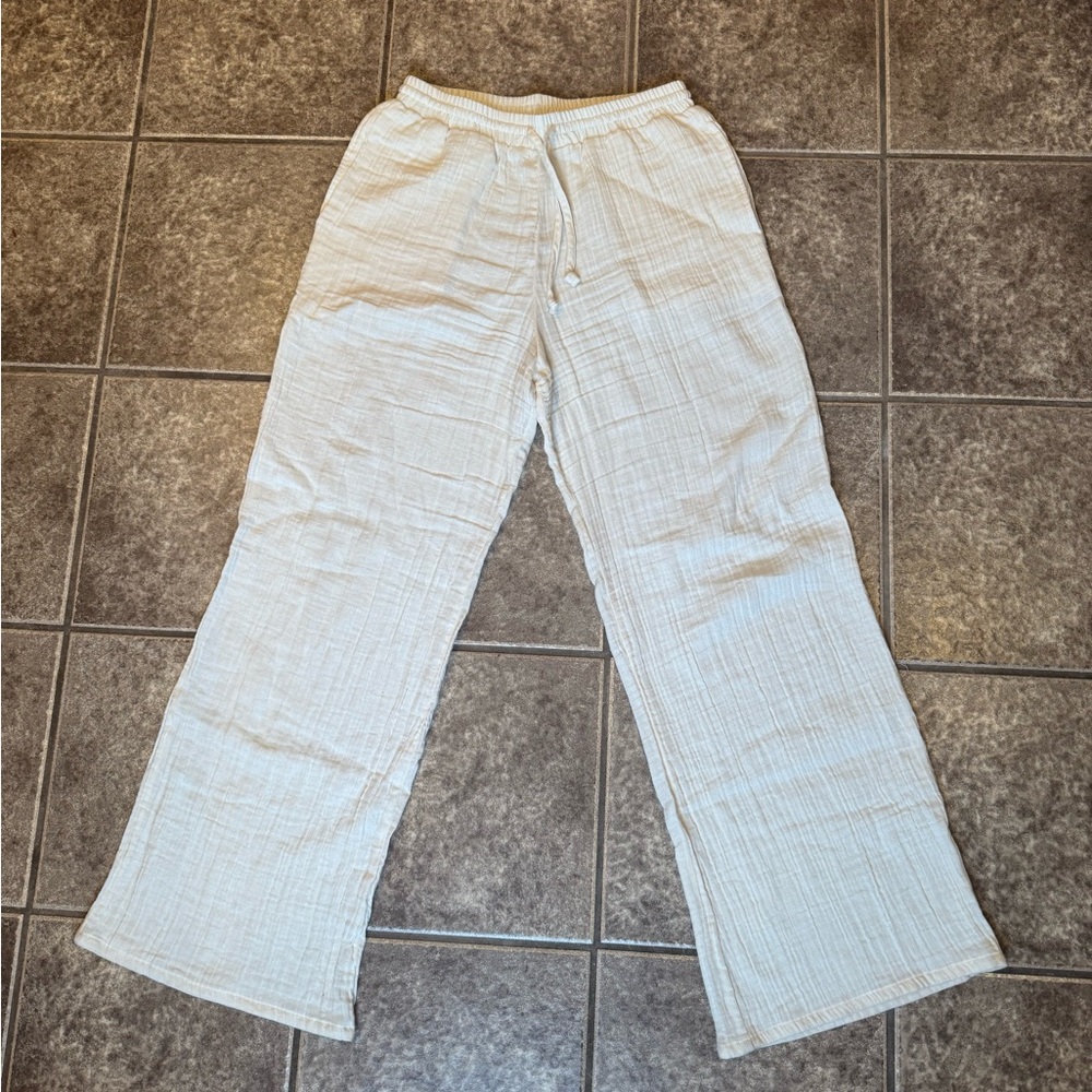 Elegant Cream Wide Leg Pants